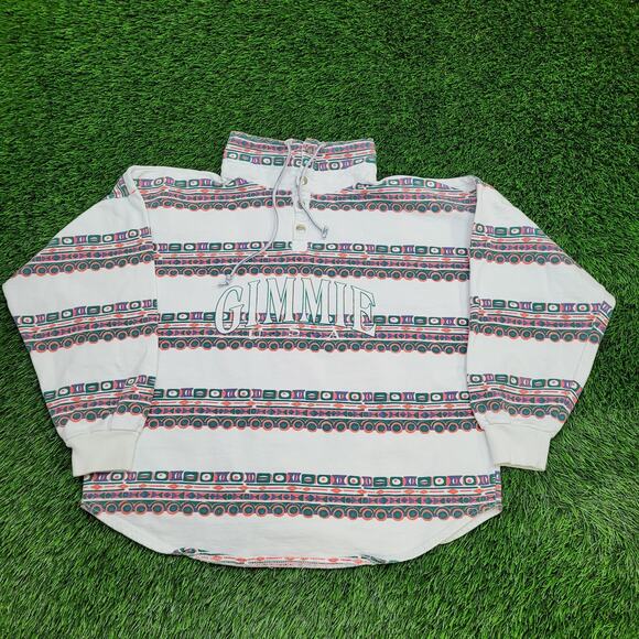 Vintage 90s Tribal Surfer Sweatshirt Medium 24x24 Boxy Baggy - Picture 1 of 16